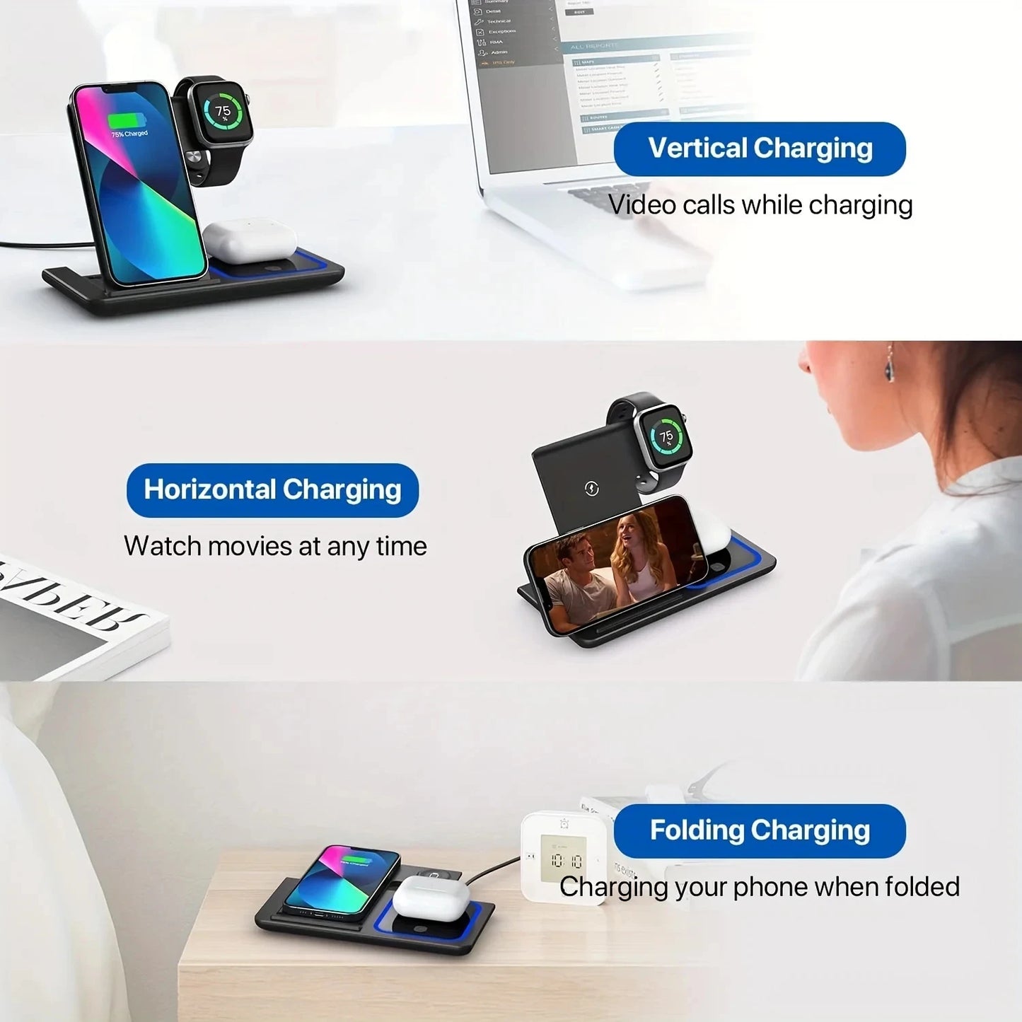 Station de charge 3 en 1 LED